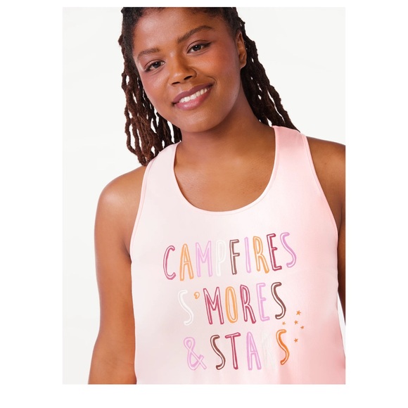 Women's Print Tank Top and Shorts Pajama Set, 2-Piece,color: peach bud - Picture 2 of 3